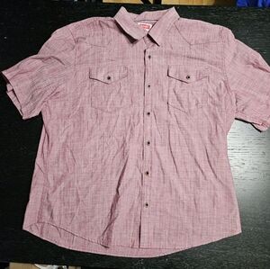 Wrangler Shirt Mens 2XL Button Up Short Sleeve Twin Pockets Casual Work Western